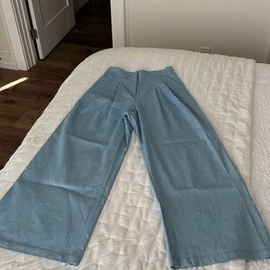 Luxe Sky Blue Wide Leg Trousers